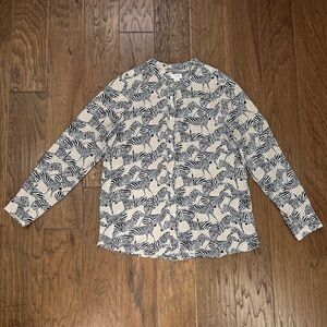 J. Crew Animal Print Zebra Button Up Blouse size small